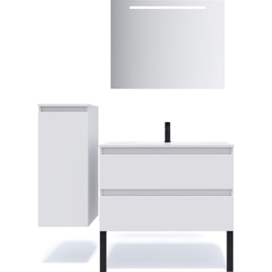 Ensemble vasque intégrée 2 tiroirs + miroir - HUDSON