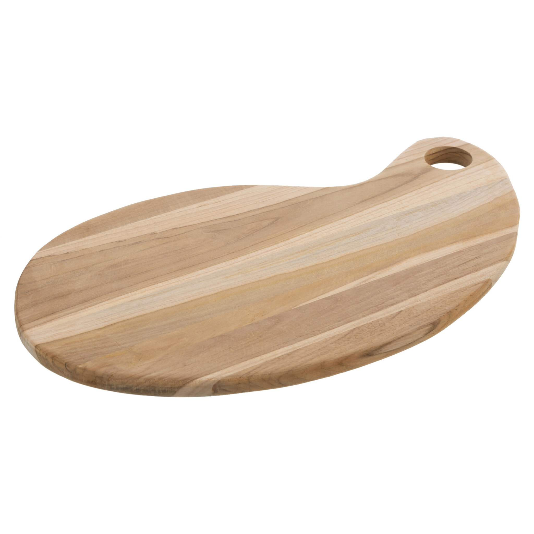 J-Line Planche à découper en teck, planche en bois naturel utilisable comme planche à petit déjeuner ou plat de service, aide de cuisine premium, brun, 26,5x1,5x45 cm