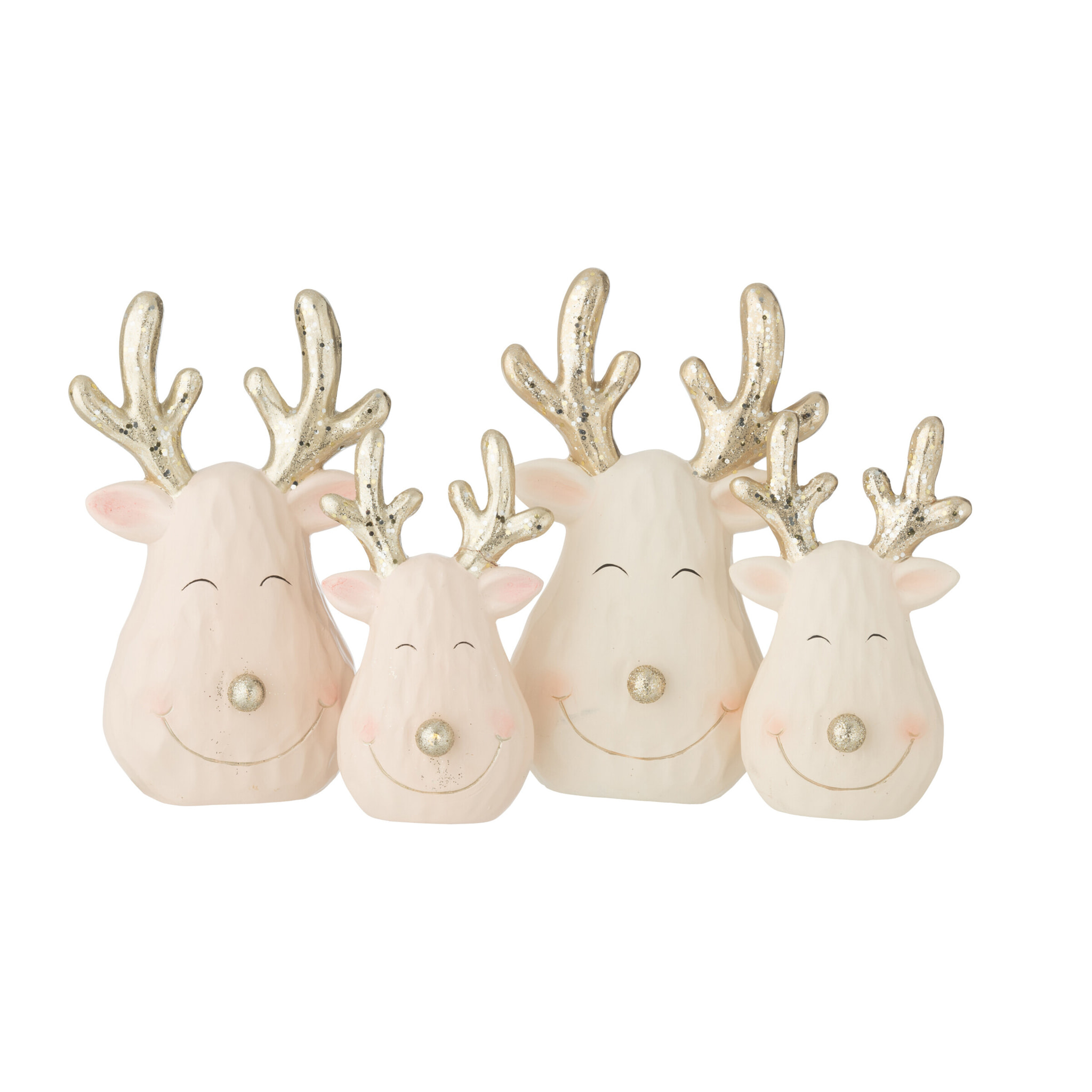J-Line figurine Tête de Renne - céramique - mix - large - 2 pièces - lumières LED