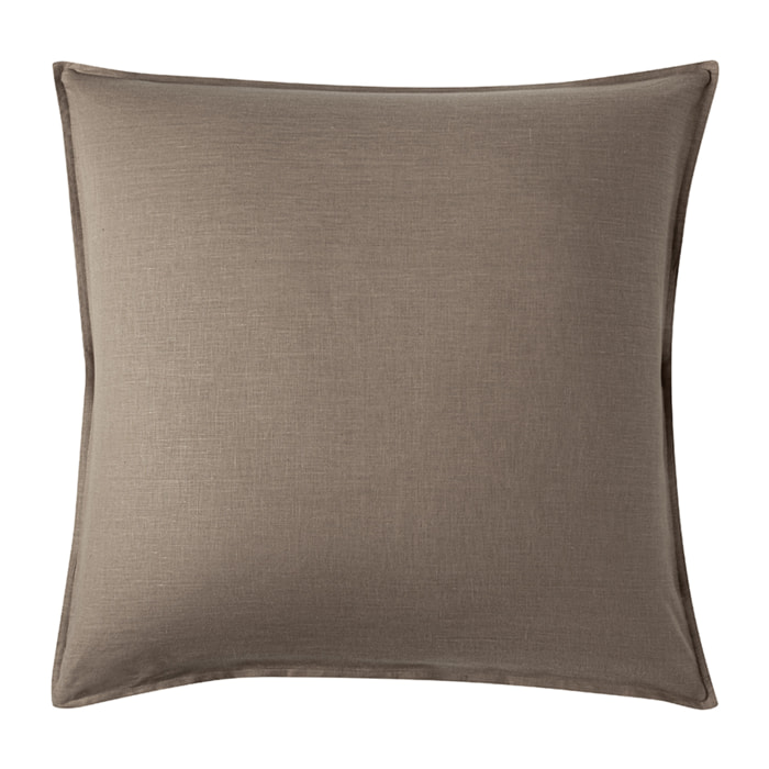 Taie d'oreiller unie en lin, NOUVELLE VAGUE, Marron roseau