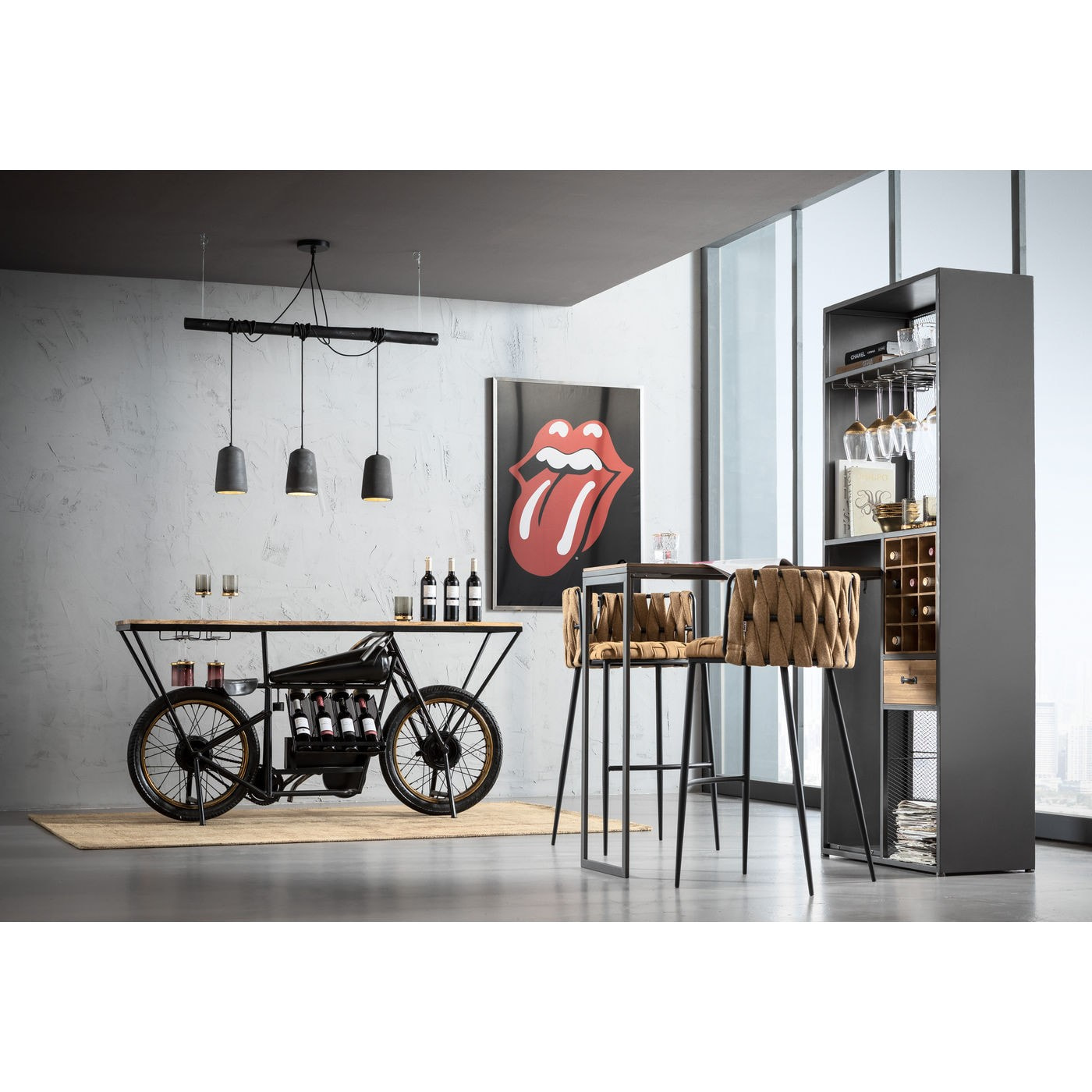 Suspension Dining Concrete 3 noire Kare Design