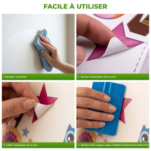 Stickers Muraux décoration adhésifs hiboux et étoiles