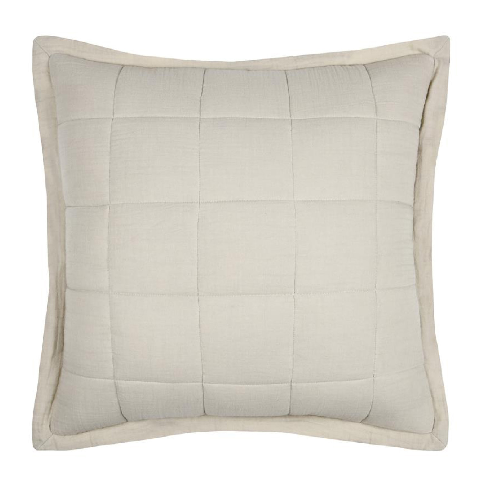 Coussin carré uni en gaze de coton surpiquée - Naturel