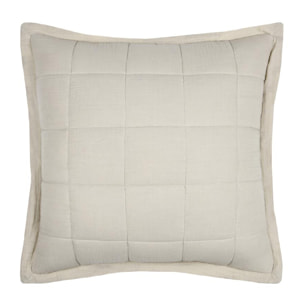 Coussin carré uni en gaze de coton surpiquée - Naturel
