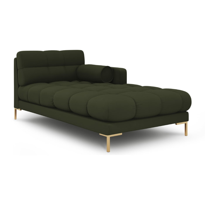 Méridienne droite "Bali" en tissu structurel vert