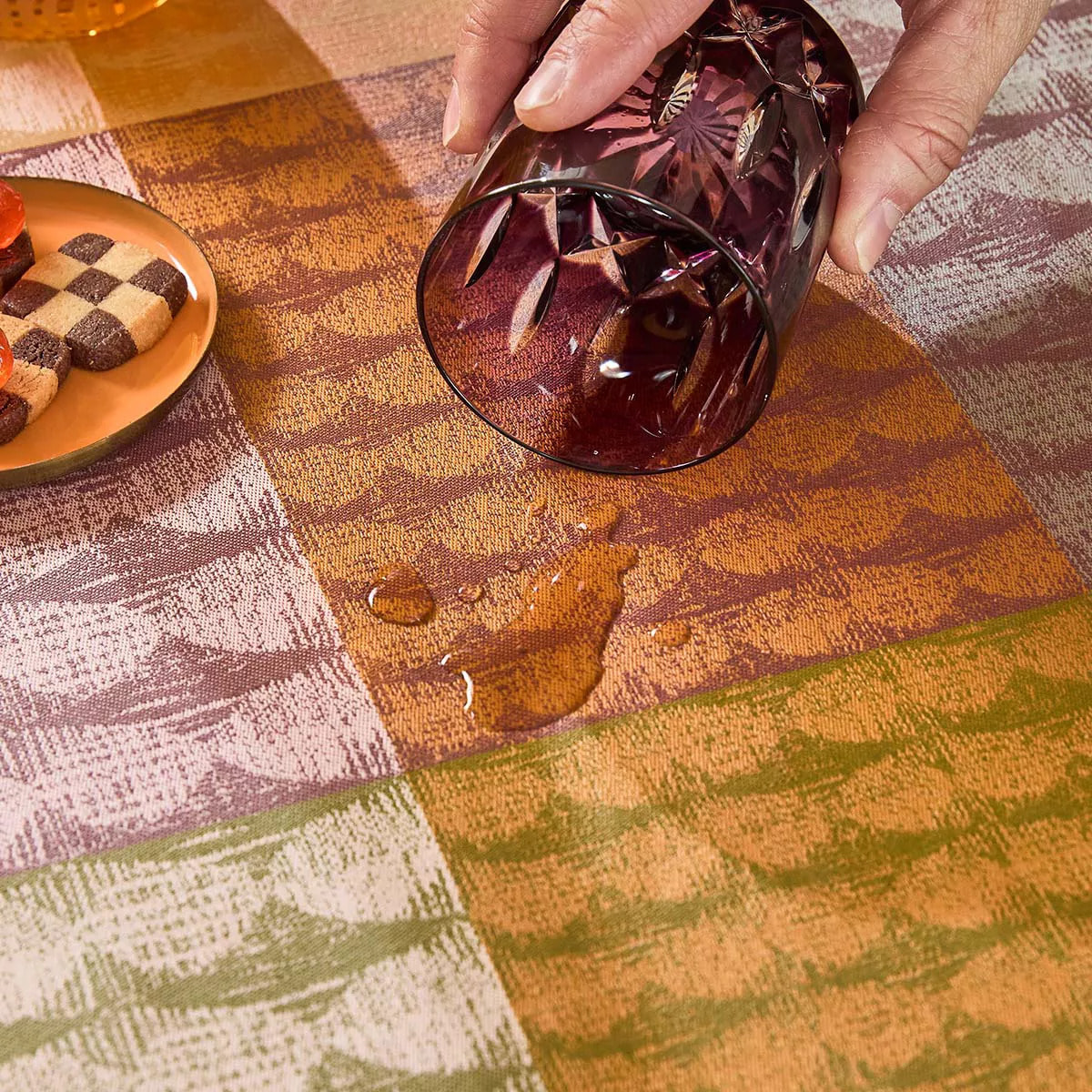 Set pur coton enduit motif jacquard Mille halos prunus