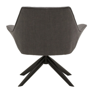 Poltrona girevole SEAPORT in tessuto grigio e gambe in metallo nero