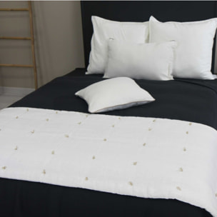 Coussin lin et coton bourdon - Blanc