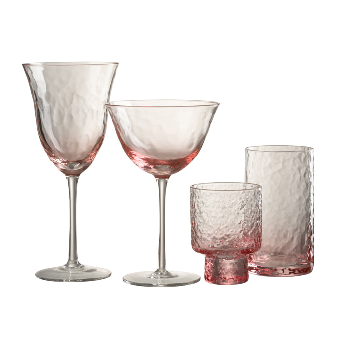J-Line verre à vin Irregulier - verre - rose - 4 pcs