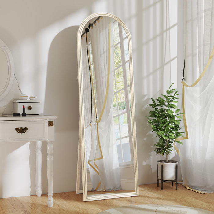 Miroir sur pied et mural pleine longueur 50 x 160 cm cadre pied effet pierre blanc