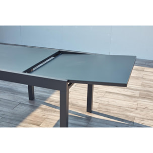 Salon de jardin 8 places en aluminium gris foncé CARLINA
