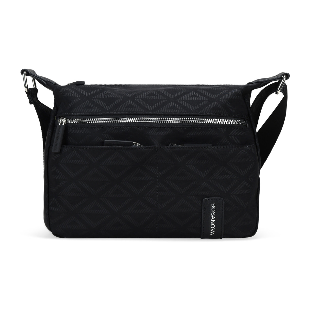 Bolso bandolera negro en nailon con bolsillos