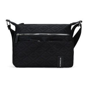 Bolso bandolera negro en nailon con bolsillos