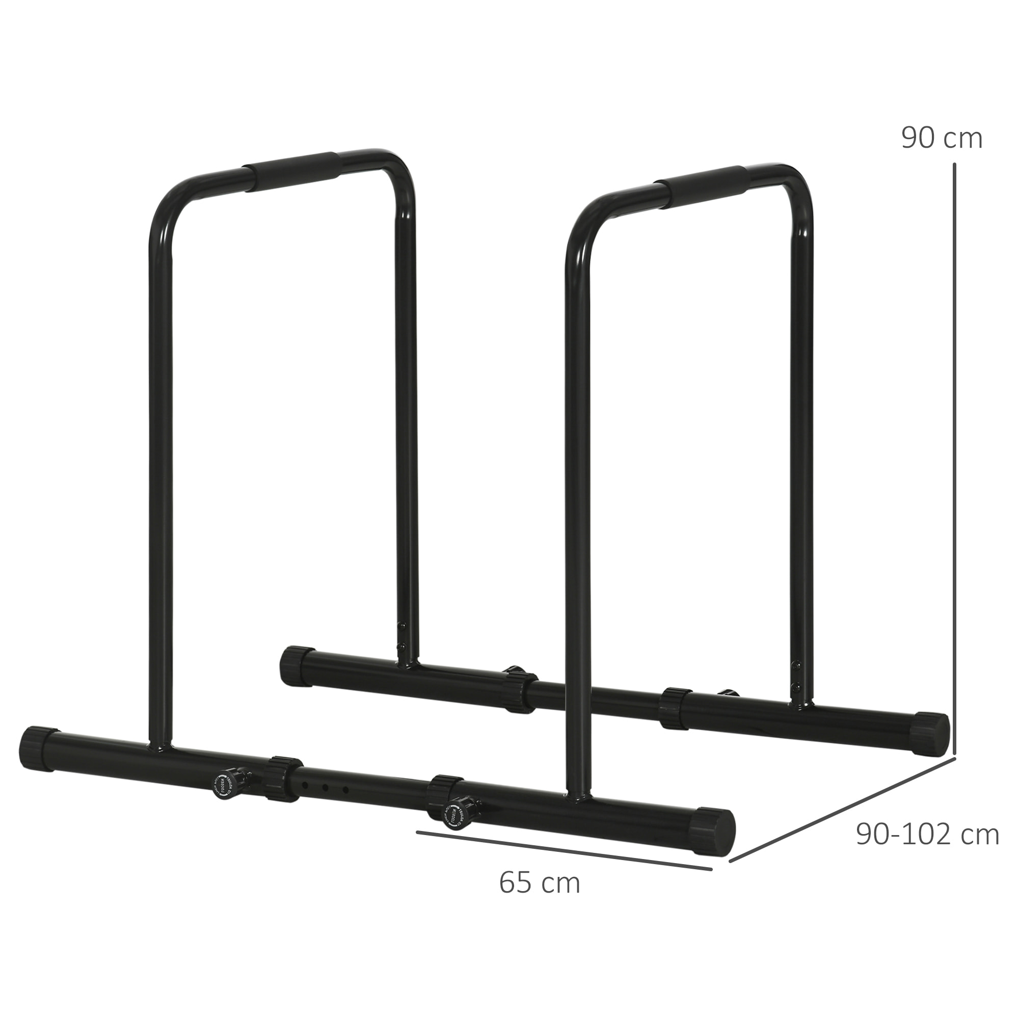 Barres à dips réglables - acier - 102x65x90cm - noir