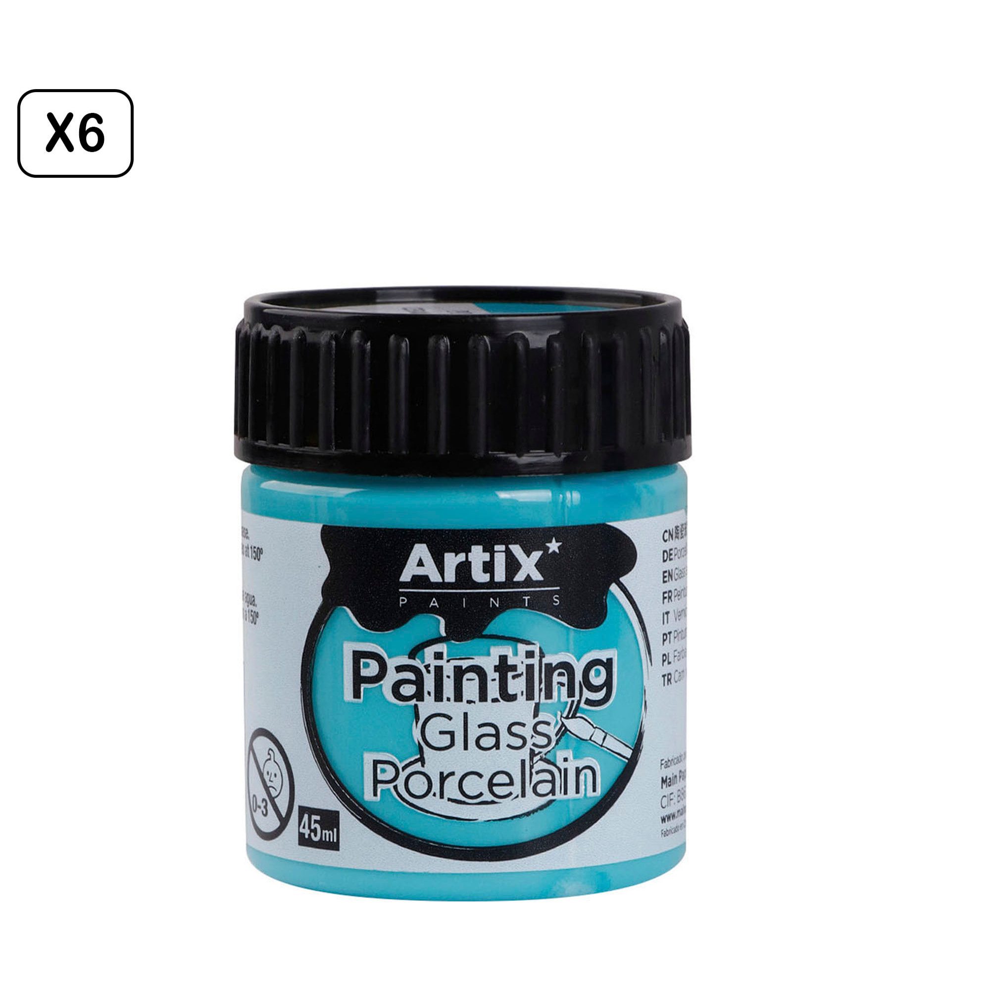 Pack 6 Uds. PINTURA CERÁMICA Y CRISTAL 45 ml COLOR AZUL CLARO