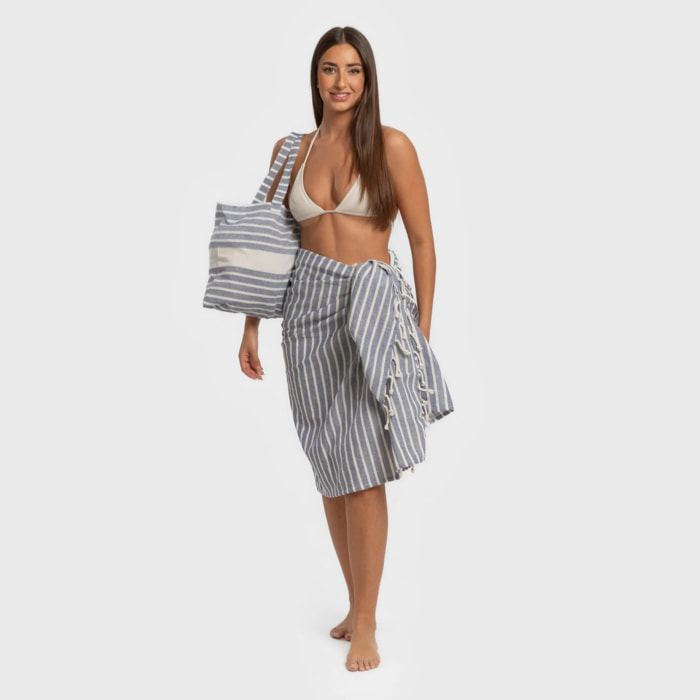 Pack Toalla Pareo + Bolso Raya algodón