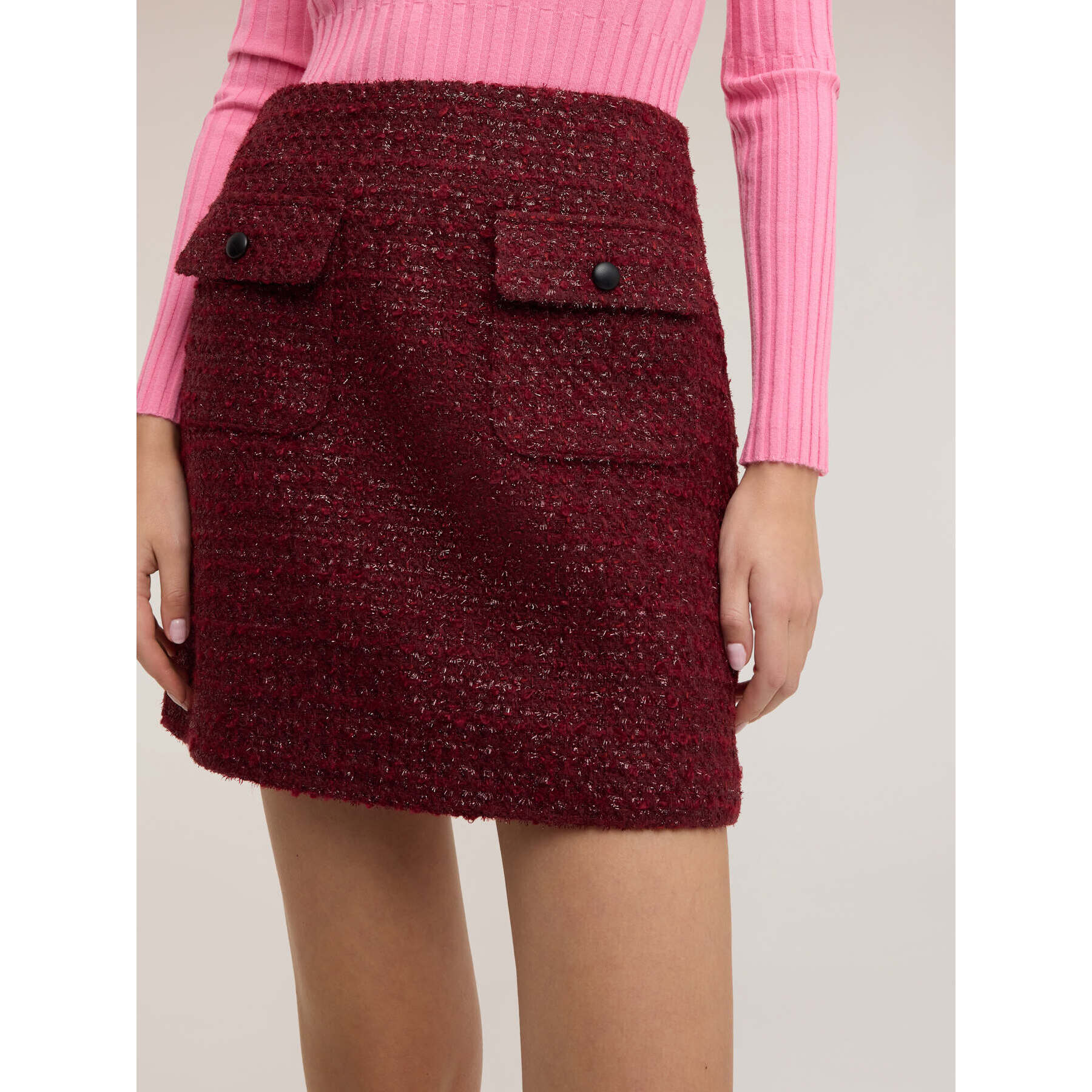 Motivi - Minigonna in bouclé con tasche - Bordeaux