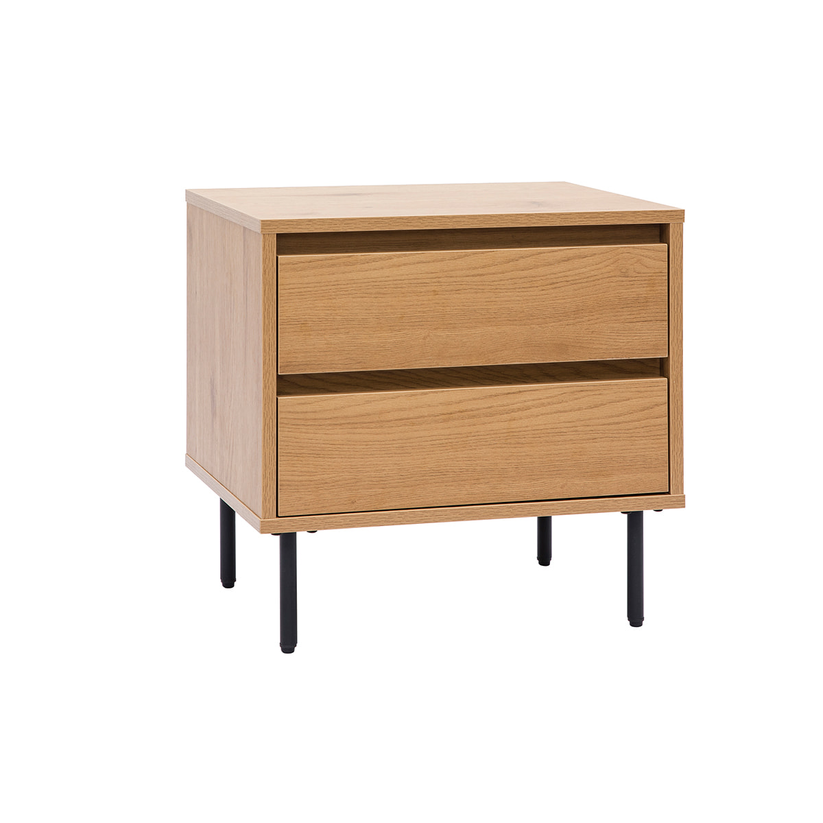 Table de chevet avec rangements 2 tiroirs finition bois clair chêne L50 cm ARAGON
