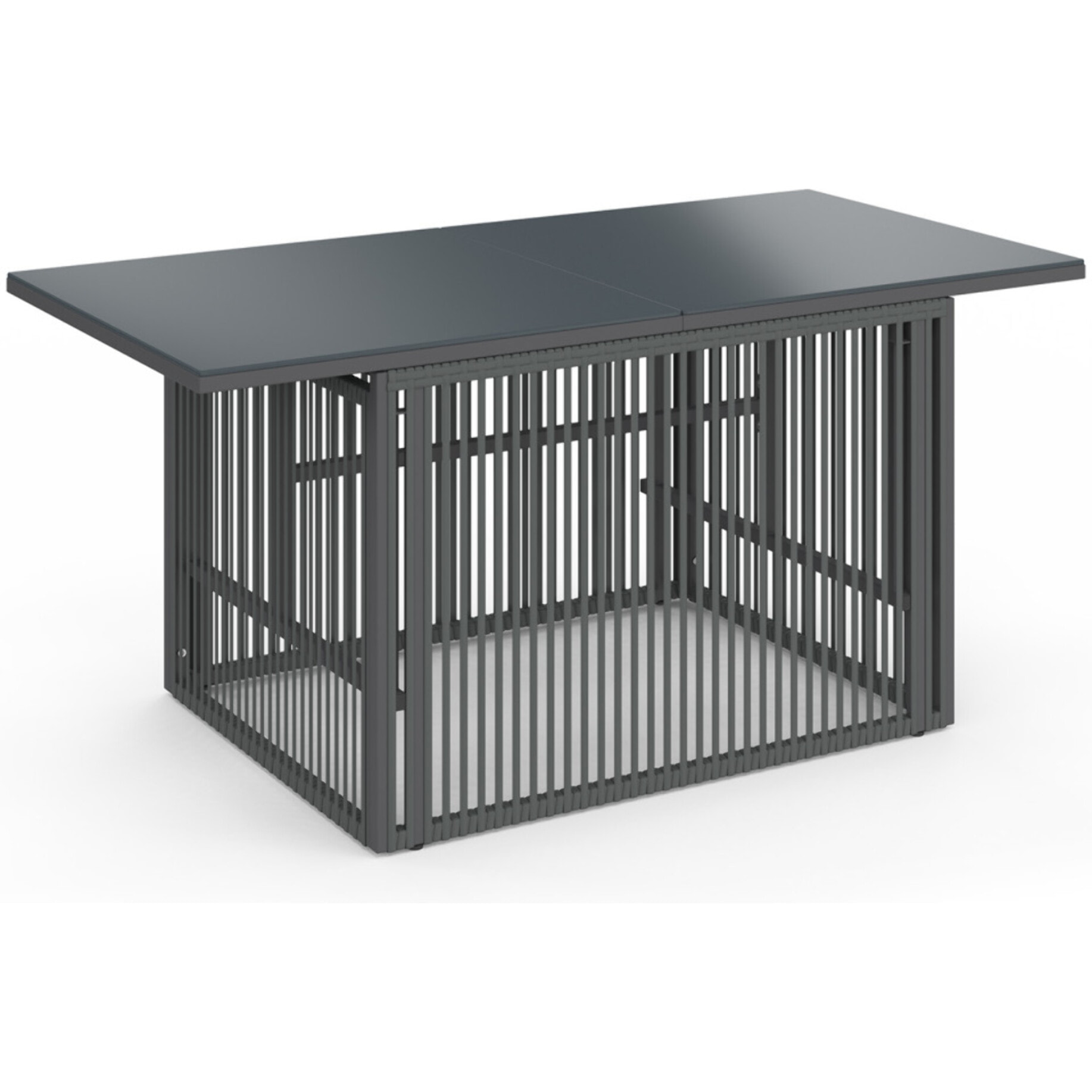 Table de jardin relevable Ozéa 100cm verre trempé gris