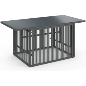 Table de jardin relevable Ozéa 100cm verre trempé gris