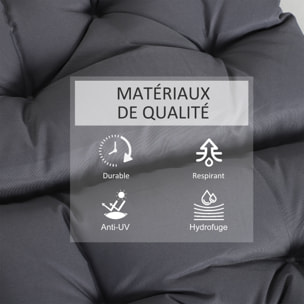 Lot de 2 coussins matelas assise dossier 2 en 1 pour chaise fauteuil grand confort 98L x 50l x 8H cm gris