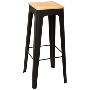 Tabouret de bar "Loga" noir - métal & bois