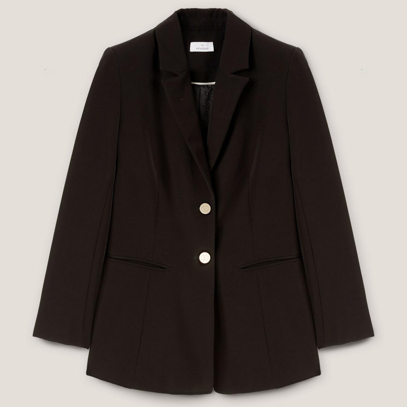 Motivi - Blazer botonadura simple de color liso - Negro