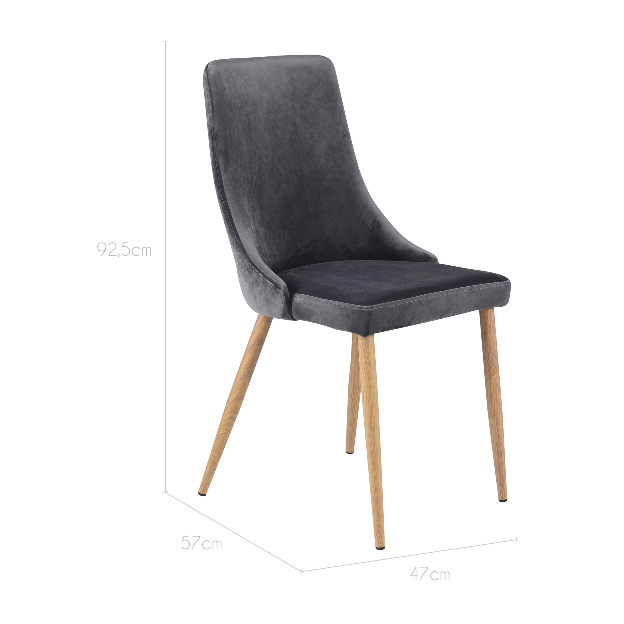 Lot de 2 chaises en velours gris - Vinni