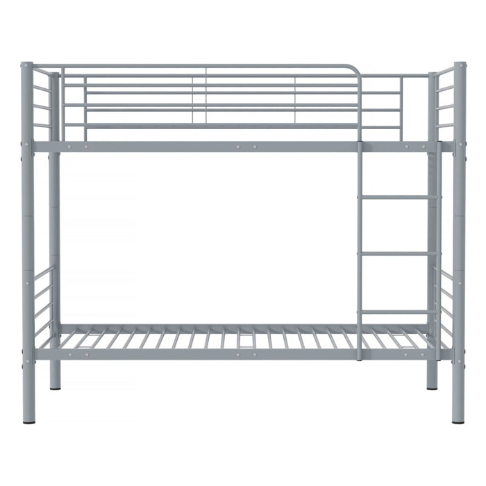 Lit superposé "ADAM" -  90 x 190 cm - Métal - Gris
