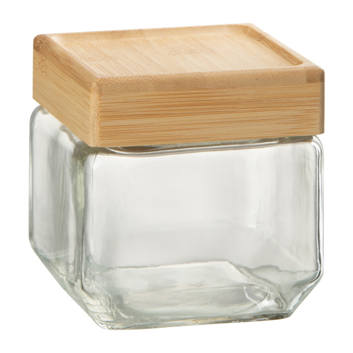 J-Line pot de conservation Louis - verre/bambou - transparent/naturel - small