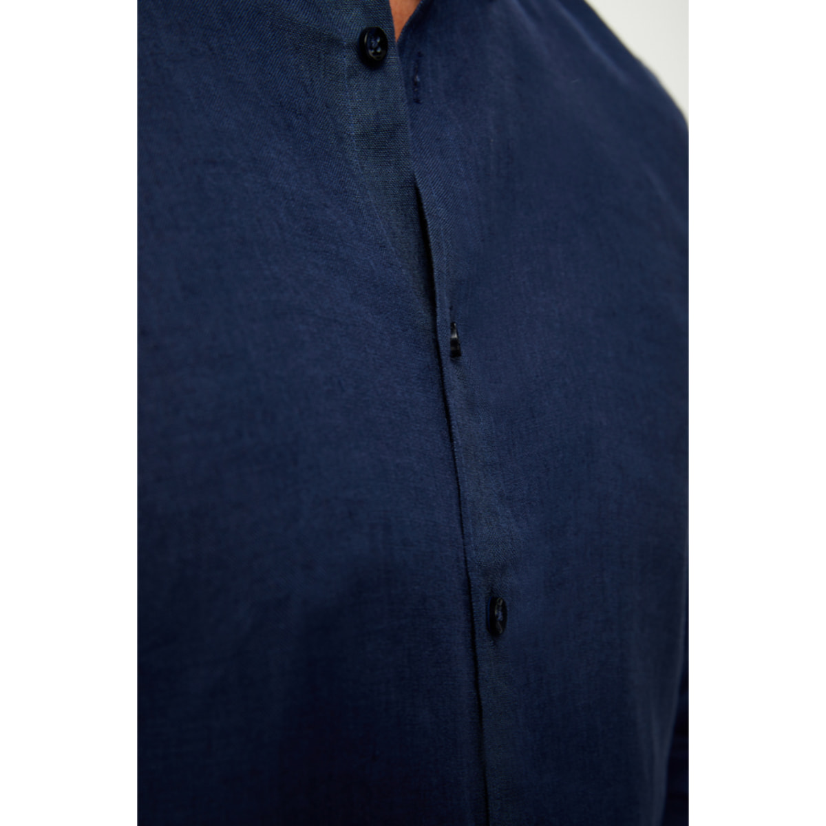 Camicia Uomo 1 Bottone Button Down Slim Lino Unito Blu