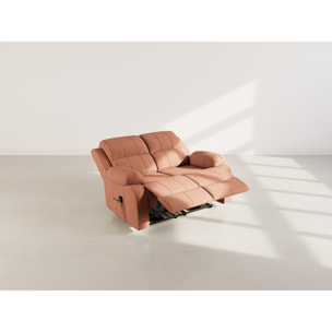 Armand - Canapé 2 places relax électrique en velours côtelé - Terracotta