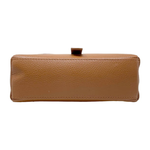 Chicca Borse - Tracollina Clutch Donna in Vera Pelle - Colore Cuoio Scuro