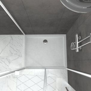 Pack porte de douche Coulissante blanc 100X185 cm + paroi de retour 80cm + receveur à poser - WHITY