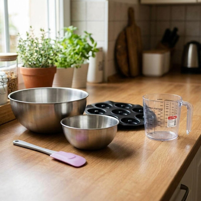Set de 5 ustensiles de pâtisserie moule à gâteaux bol spatule pâtisserie et verre doseur Black mettallic Black mettallic Zenker  Black mettallic