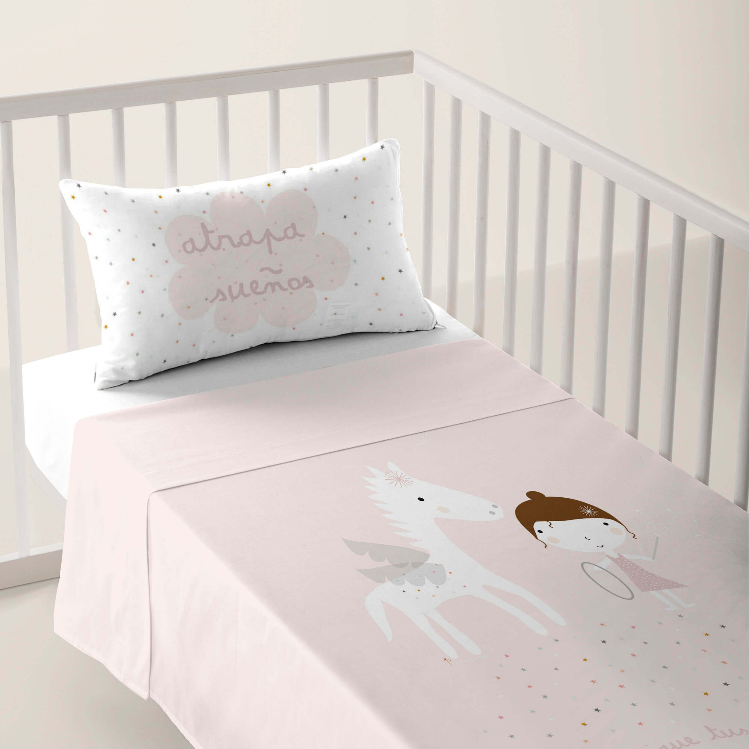 Juego de Sábanas Estampadas - Infantil - Incluye 1 Funda de Almohada - 100% Algodón - Cuna/Maxicuna - Pegaso Mágico A