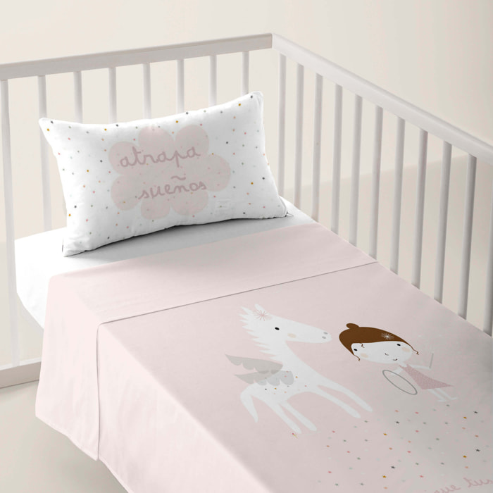 Juego de Sábanas Estampadas - Infantil - Incluye 1 Funda de Almohada - 100% Algodón - Cuna/Maxicuna - Pegaso Mágico A