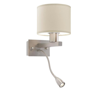 LEDS C4 Aplique LED Torino E27 60W en níquel satinado, compatible con pantalla no incluida