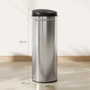 Poubelle automatique 50L capteur de mouvement acier inox brossé