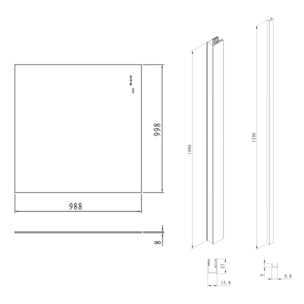 Pare-muret 100x100cm Paroi en verre Crystal Glass® 8 mm anticalcaire, avec bras et profilés chrome brillant (SATBWIS100KSPR)