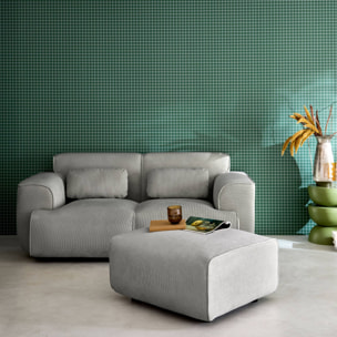 Pouf, repose-pieds pour canapé 2 places velours côtelé WALLAS