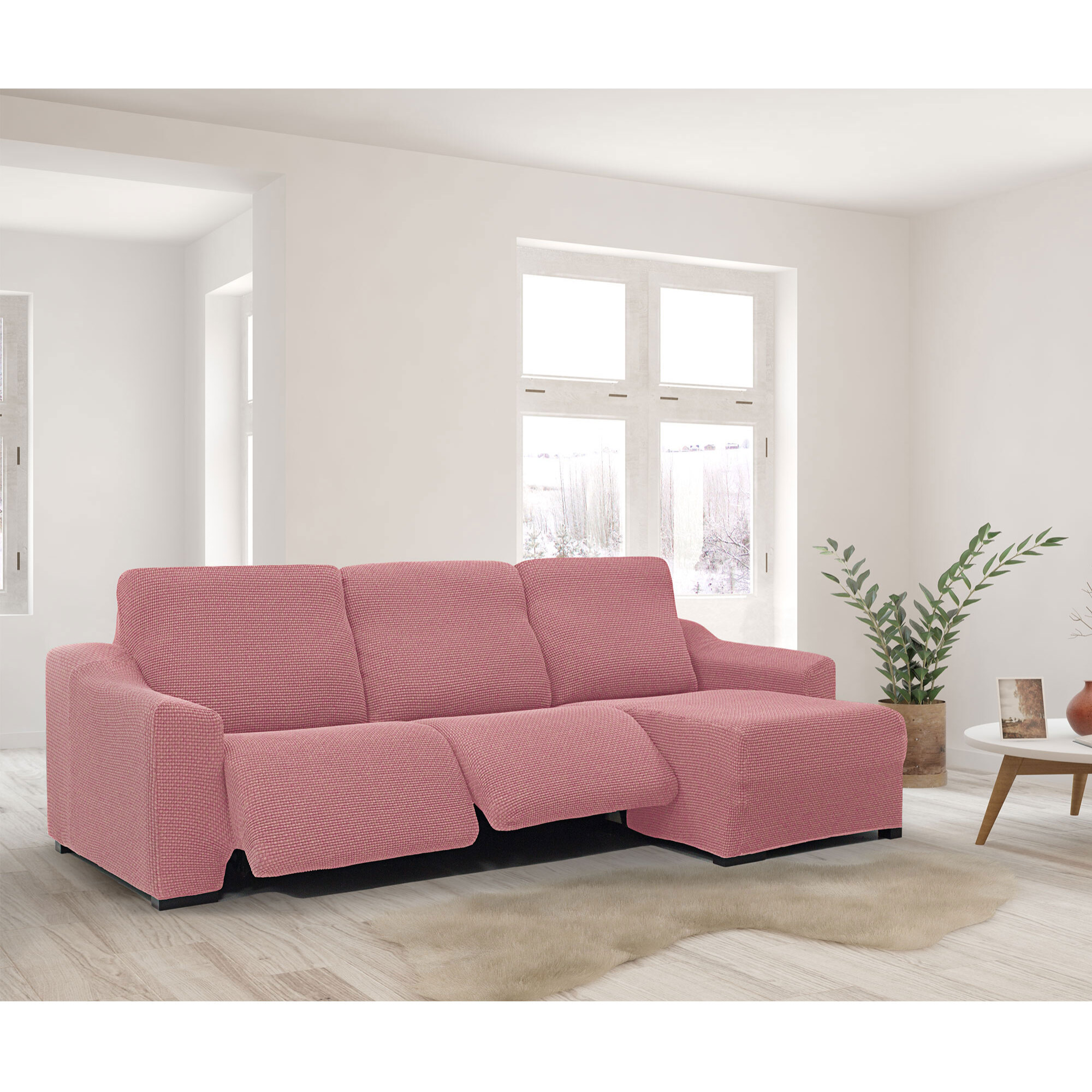Funda para Chaise Longue derecha (visto de frente ) brazo largo SÚPER ELÁSTICA con RELAX modelo HELENA