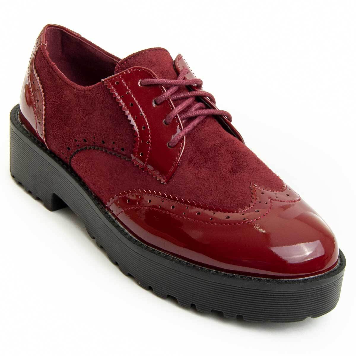 Zapato De Plataforma Oxford - Burdeos - Altura: 4 Cm