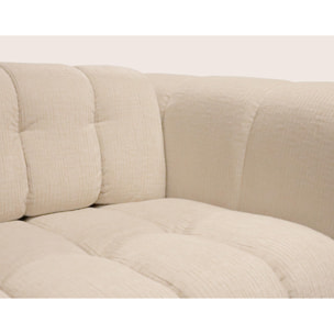Violette - Canapé 3 places convertible express couchage quotidien 140 cm matelas 14 cm en velours gaufré - Beige