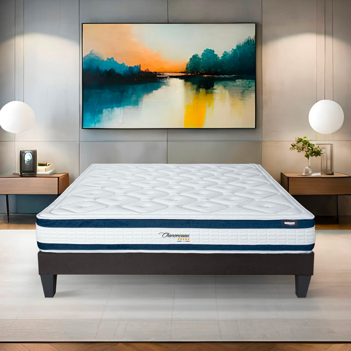Matelas Chenonceau, Soutien Ferme, 26 cm, Mémoire de Forme & Mousse Haute Densité, Fabrication Française, Déhoussable