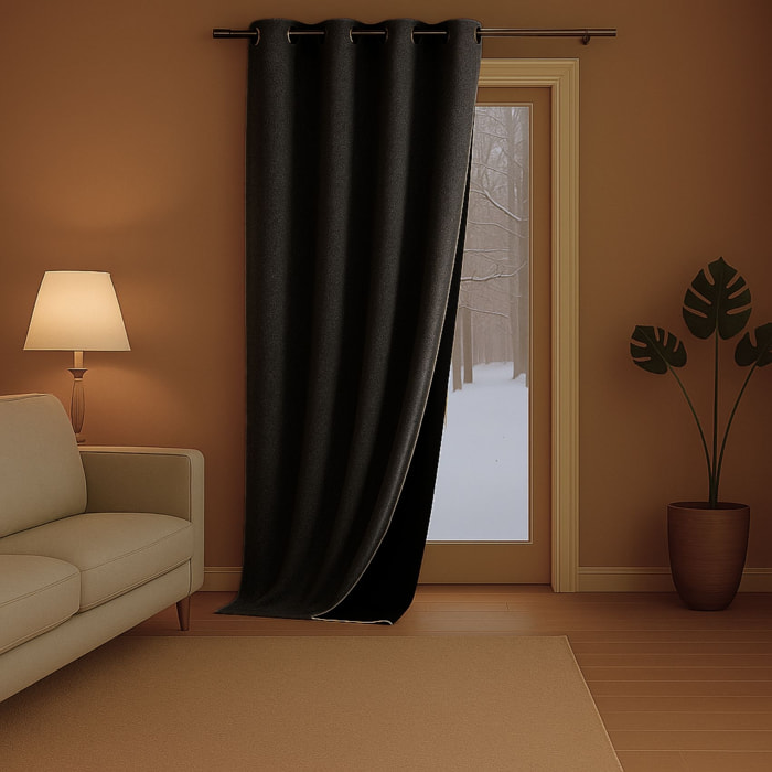 Rideau anti-froid doublé polaire - Noir