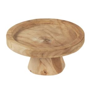 Plateau / Présentoir rond sur pied D. 27 cm en bois de teck - LADY