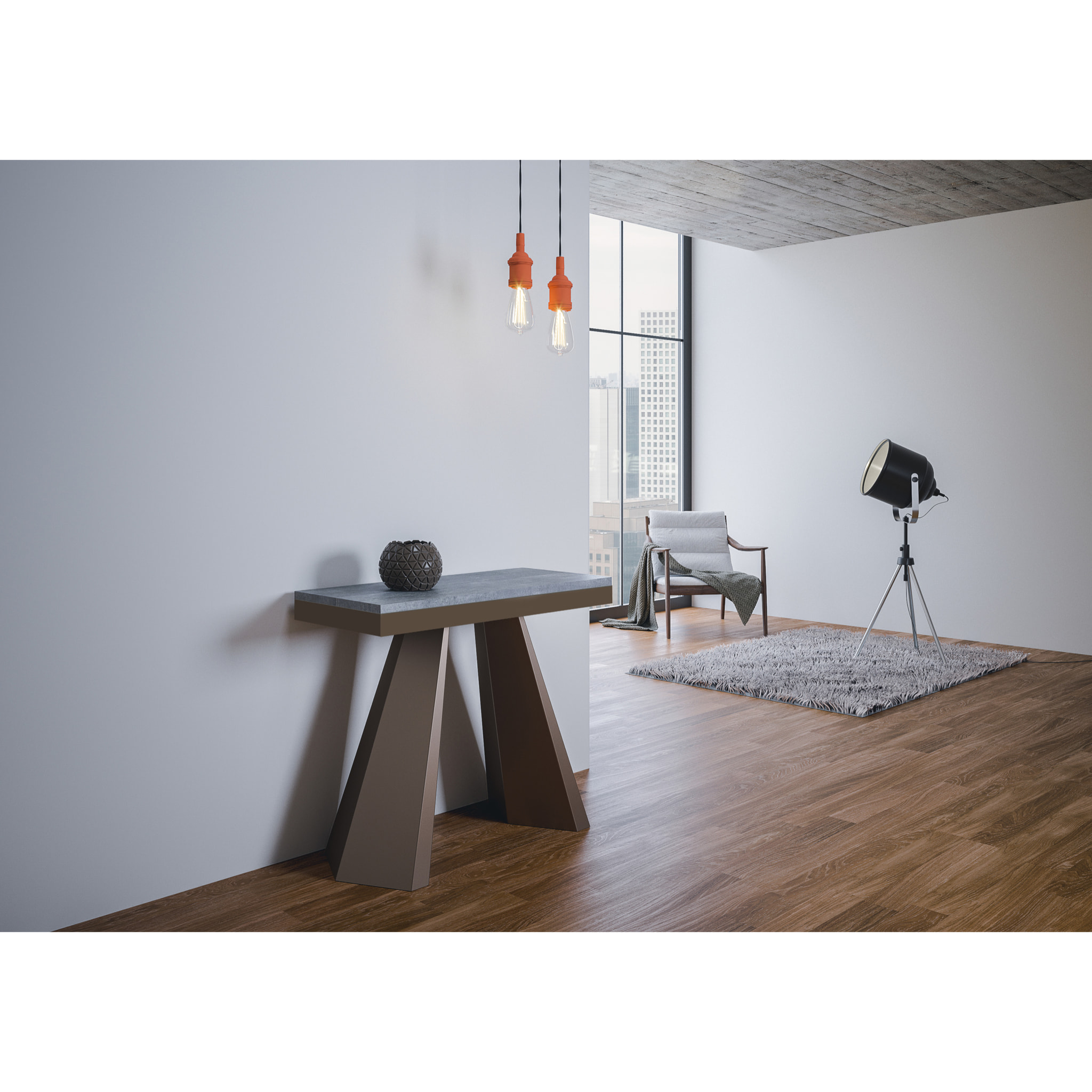 Consolle allungabile 90x40/300 cm Diamante Evolution Cemento telaio Orso.