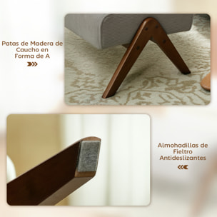 Reposapiés de Salón Taburete Bajo Tapizado en Pana Otomana Rectangular con Asiento Acolchado y Patas de Madera para Sala de Estar Dormitorio Gris Claro