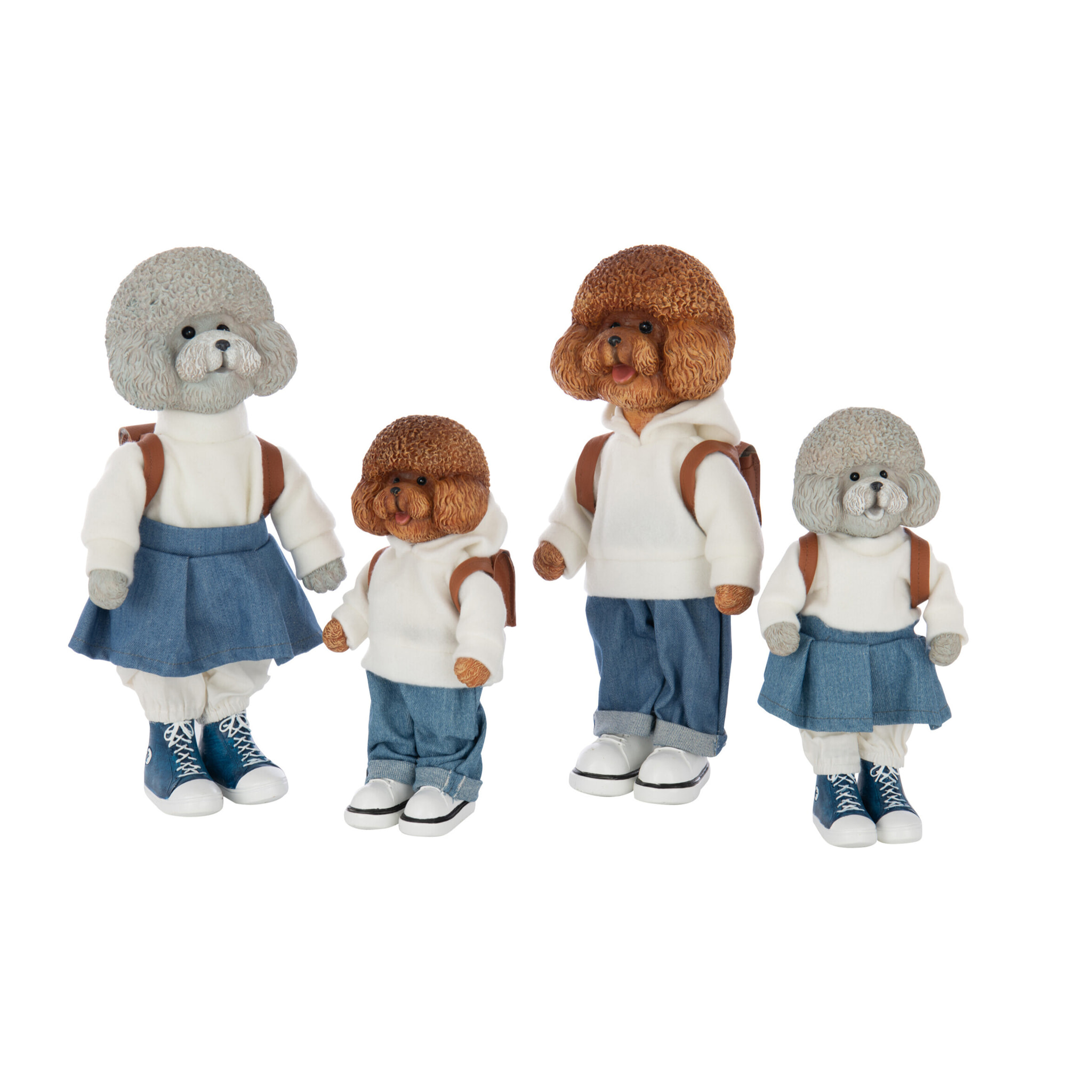 J-Line figurine Caniche Manteau + Sac - polyrésine - mix - large - 2 pièces